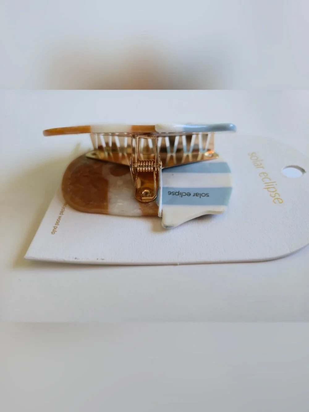 Solar Eclipse Hand painted Peanut Butter Claw Hair Clip Eco-Friendly NWT